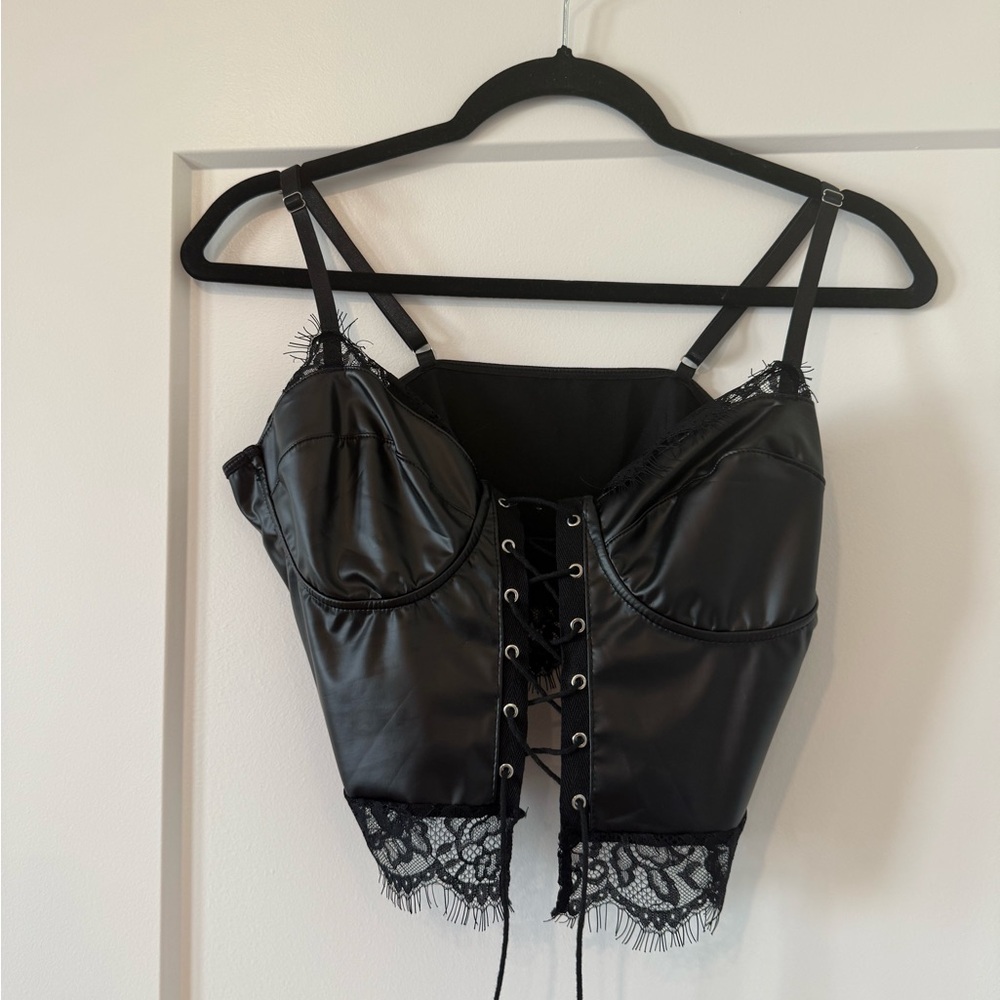 Black Lace-Up Corset Top